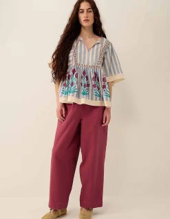East Rylea Printed Cotton Top Blue