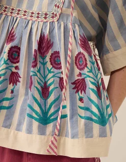 East Rylea Printed Cotton Top Blue
