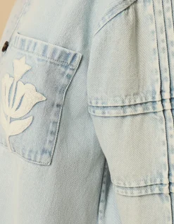 East Selma Embroidered Denim Jacket Blue
