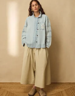 East Selma Embroidered Denim Jacket Blue