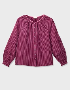 East Sereni Striped Cotton Shirt Red