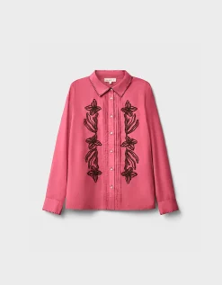 East Sumeera Embroidered Cotton Shirt Pink