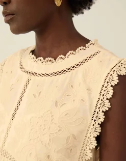 East Winnie Broderie Cotton Dress White