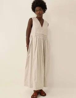 East Zoe Yarn-dyed Textured Cotton Dress Ivory