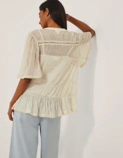 Edith Floaty Lace Top Ivory