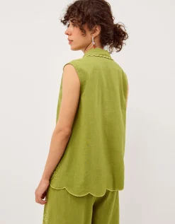 Effie Sleeveless Embroidered Shirt Green