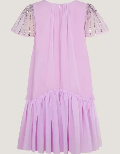 Elena Short Sleeve Sequin Party Dress Purple