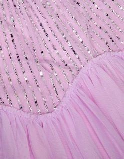 Elena Short Sleeve Sequin Party Dress Purple