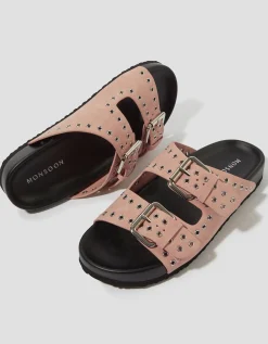 Elena Stud Buckle Sandals Pink