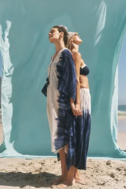 Elise Embellished Dip Dye Midi Kaftan Blue