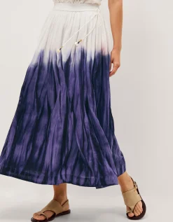Elise Ombré Dip Dye Midi Skirt Blue