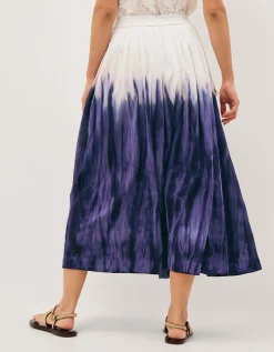 Elise Ombré Dip Dye Midi Skirt Blue