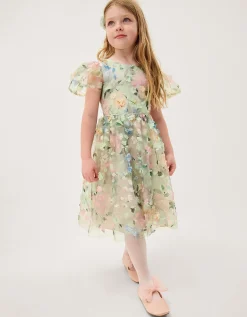 Eliza Floral Appliqué Party Dress Multi
