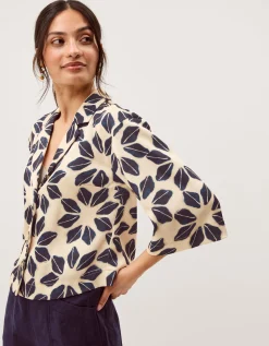 Ellison Floral Print Shirt Blue