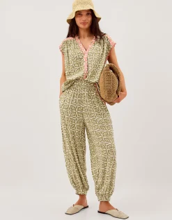 Elma Print Balloon Trousers Green