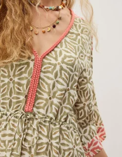 Elma Print Midi Beach Dress Green