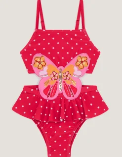 Embellished Butterfly Cut Out Swimsuit Pink