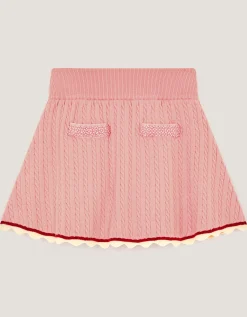 Embellished Cable Knit Skirt Pink