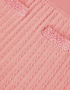 Embellished Cable Knit Skirt Pink