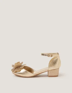 Embellished Flower Two Part Heels Gold