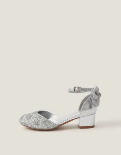 Embellished Metallic Two Part Heels Silver