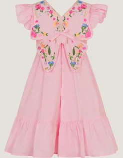 Embroidered Butterfly Bodice Dress Pink