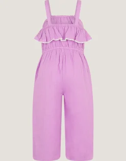 Embroidered Ruffle Tassel Jumpsuit Purple
