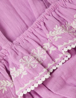 Embroidered Ruffle Tassel Jumpsuit Purple