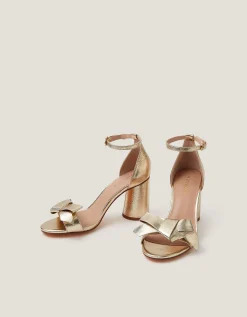 Emer Bow Metallic Heels Gold