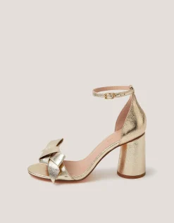 Emer Bow Metallic Heels Gold