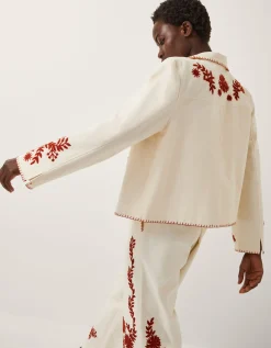 Emilia Floral Embroidered Jacket Ivory