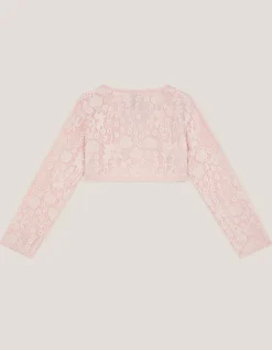 Emilia Lace Scallop Cardigan Pink