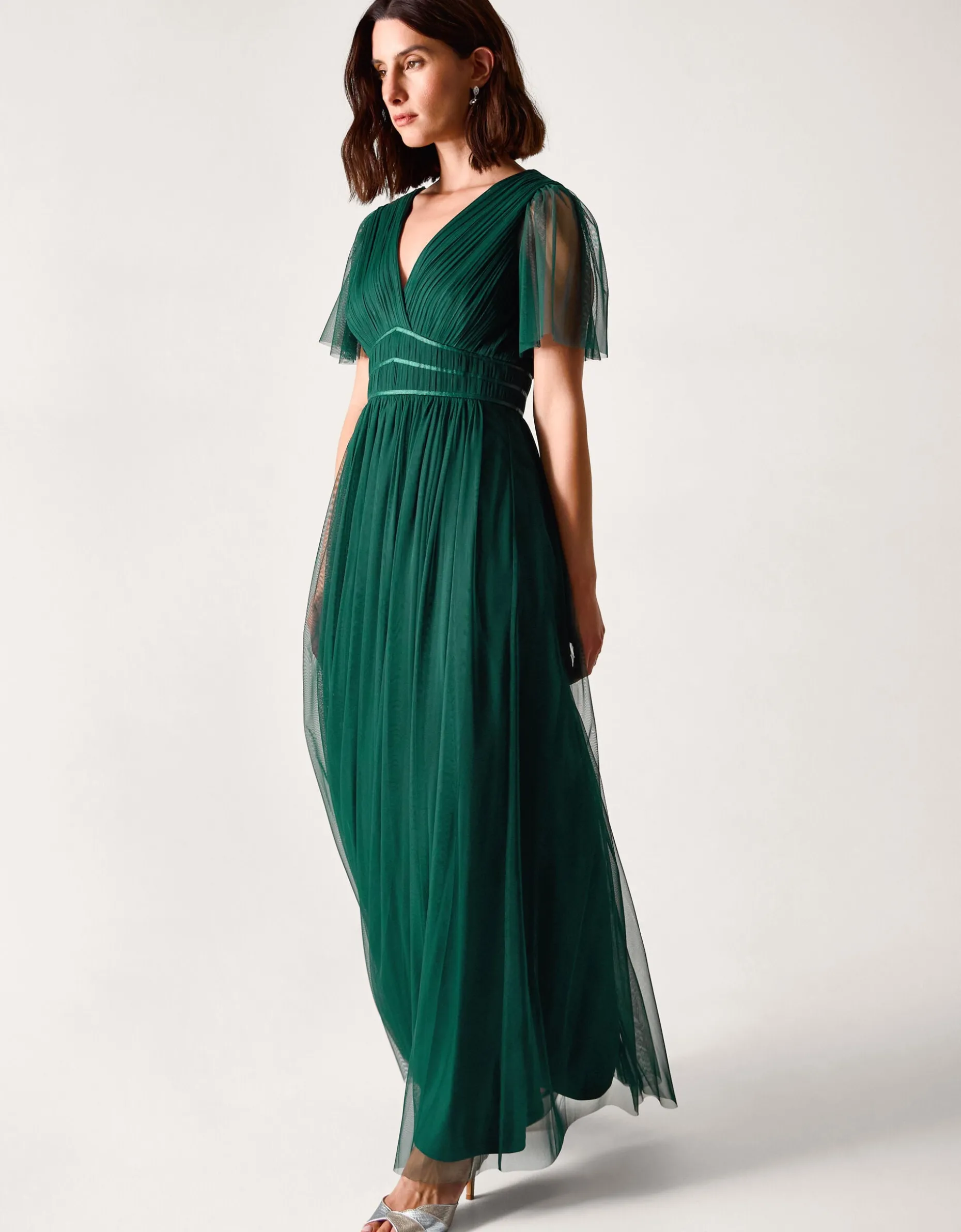 Emily Short Sleeve Tulle Bridesmaid Dress Green
