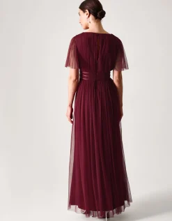 Emily Short Sleeve Tulle Bridesmaid Dress Red