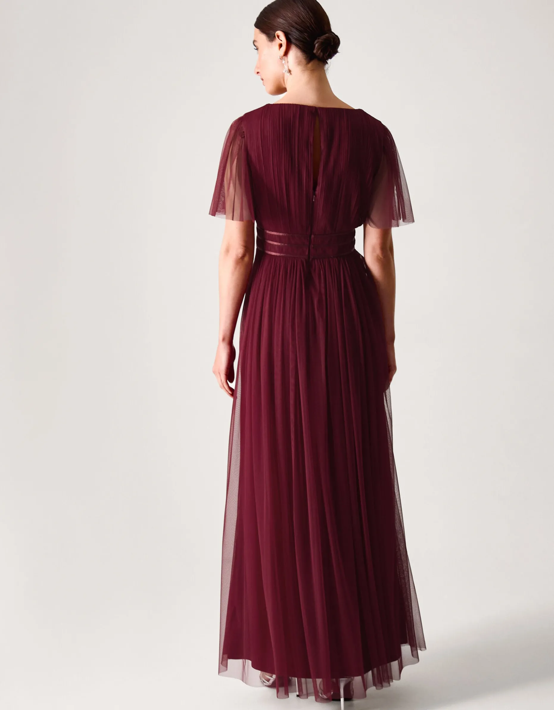 Emily Short Sleeve Tulle Bridesmaid Dress Red