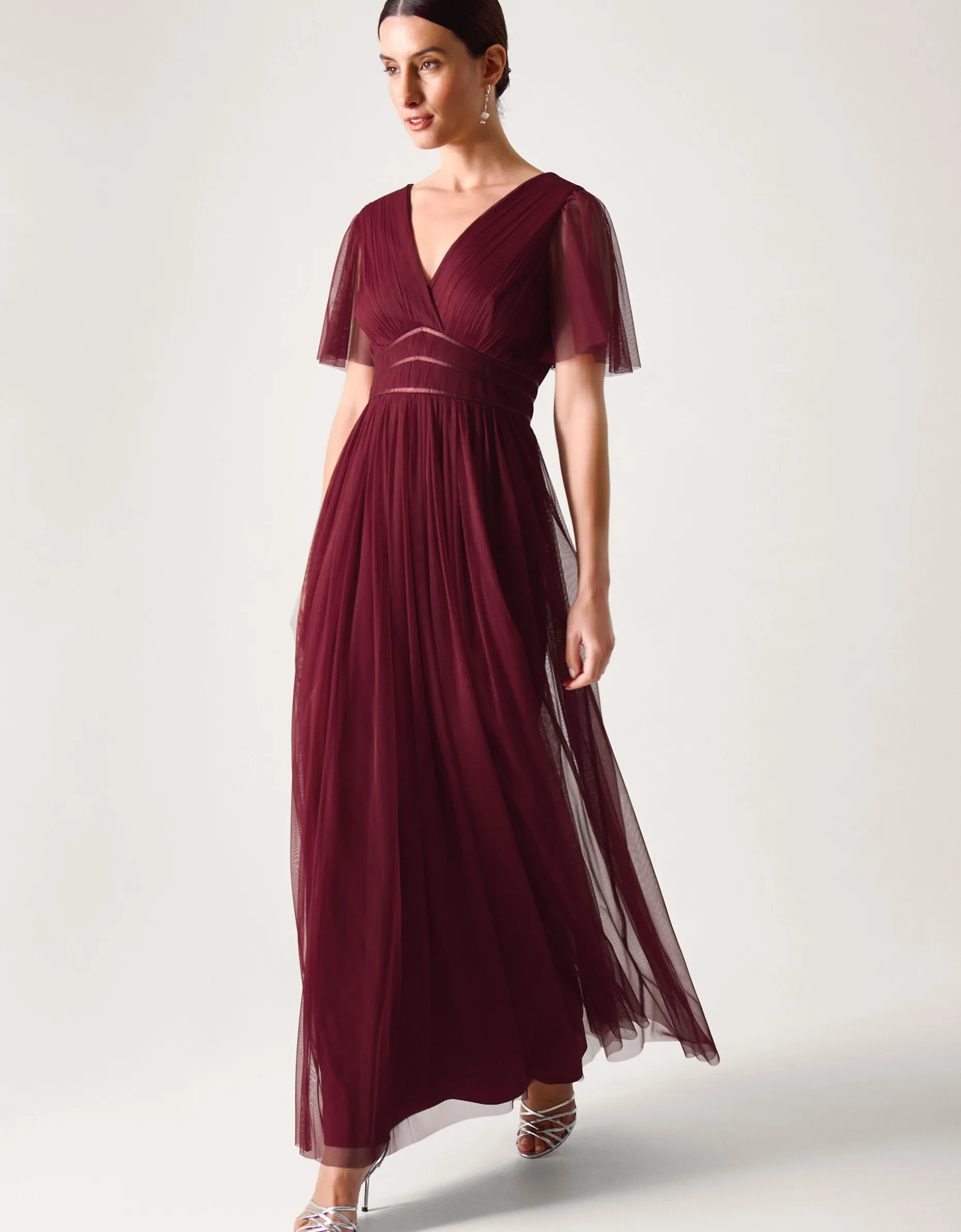 Emily Short Sleeve Tulle Bridesmaid Dress Red