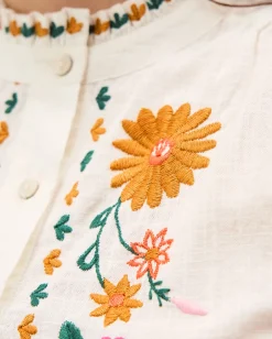 Emmy Embroidered Long Sleeve Top White