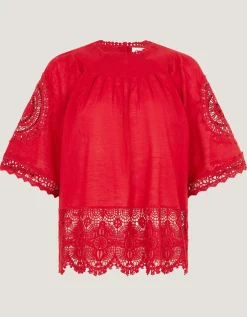 Emory Floral Lace Top Red