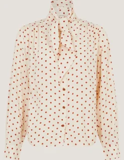 Esme Polka Dot Shirt & Scarf Ivory
