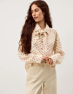 Esme Polka Dot Shirt & Scarf Ivory