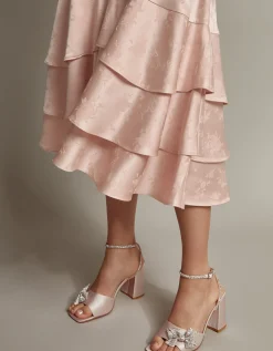 Ester Satin Ruffle Midi Dress Pink