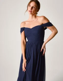 Evelyn Bardot Bridesmaid Dress Blue