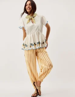 Eve Stripe Balloon Trousers Ivory