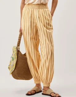 Eve Stripe Balloon Trousers Ivory