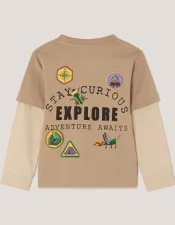 Explore Graphic Long Sleeve T-Shirt Camel