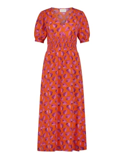 Fabienne Chapot Bonna Strawberry Print Midi Dress Orange