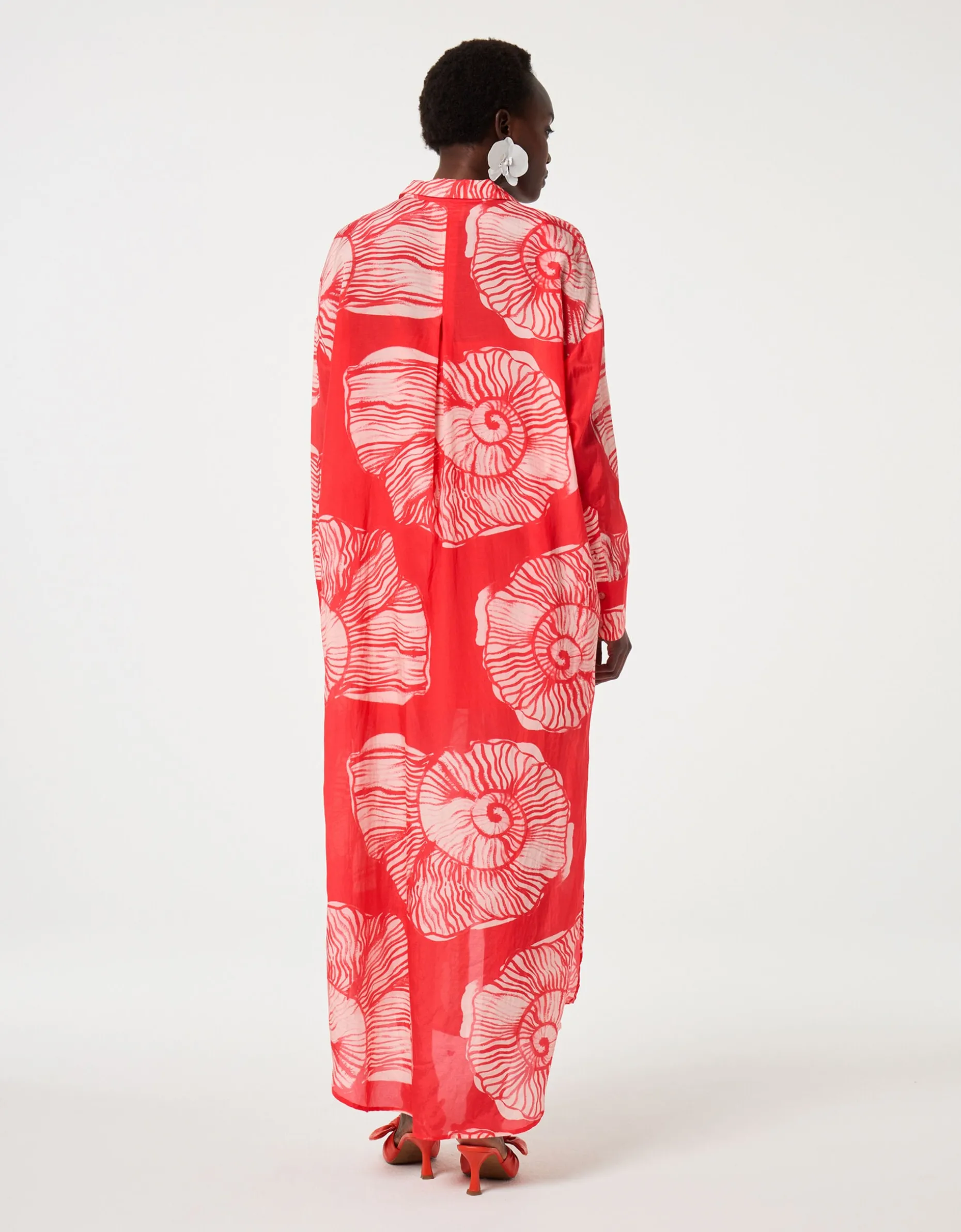 Fabienne Chapot Denis Shell Print Shirt Dress Red