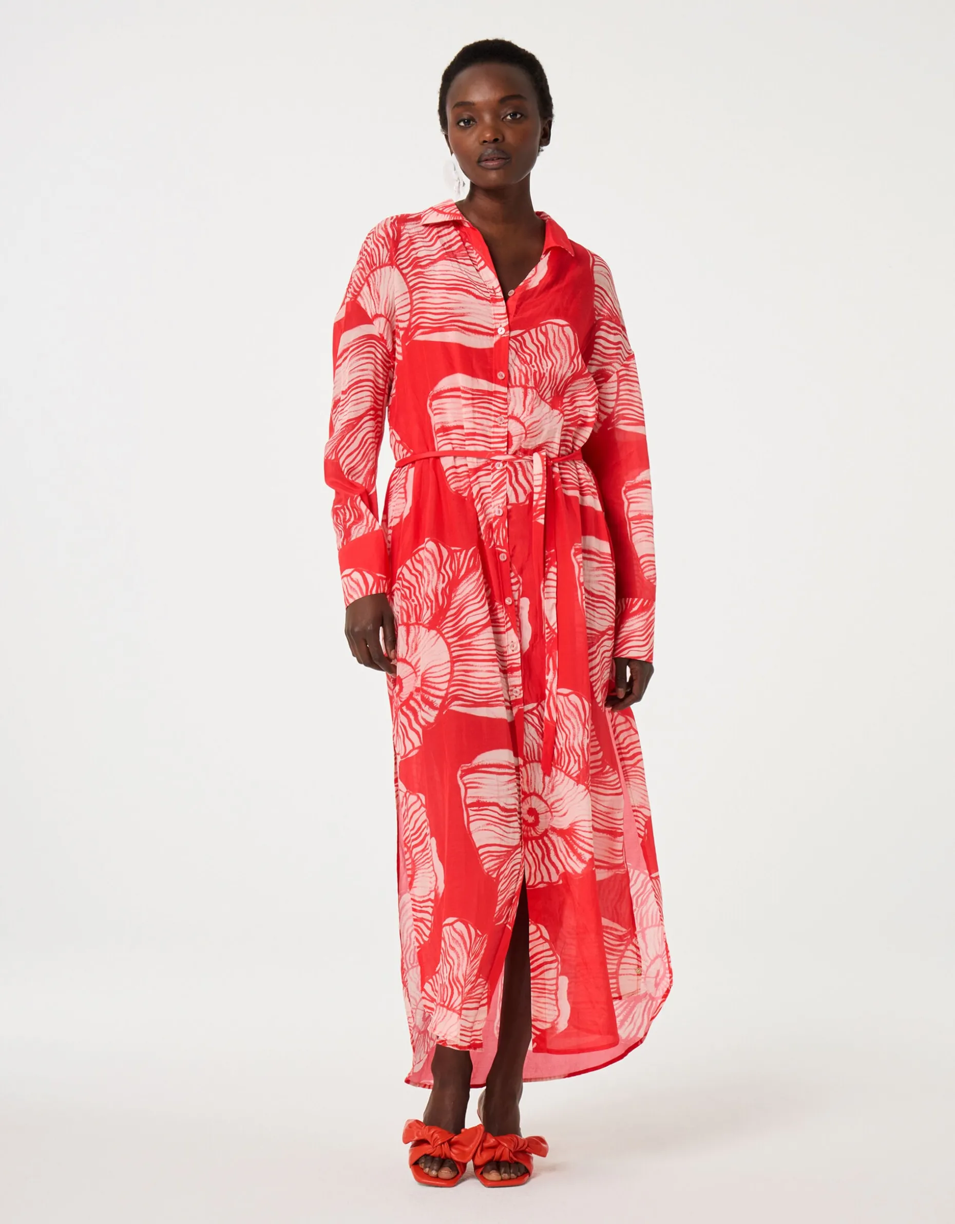 Fabienne Chapot Denis Shell Print Shirt Dress Red