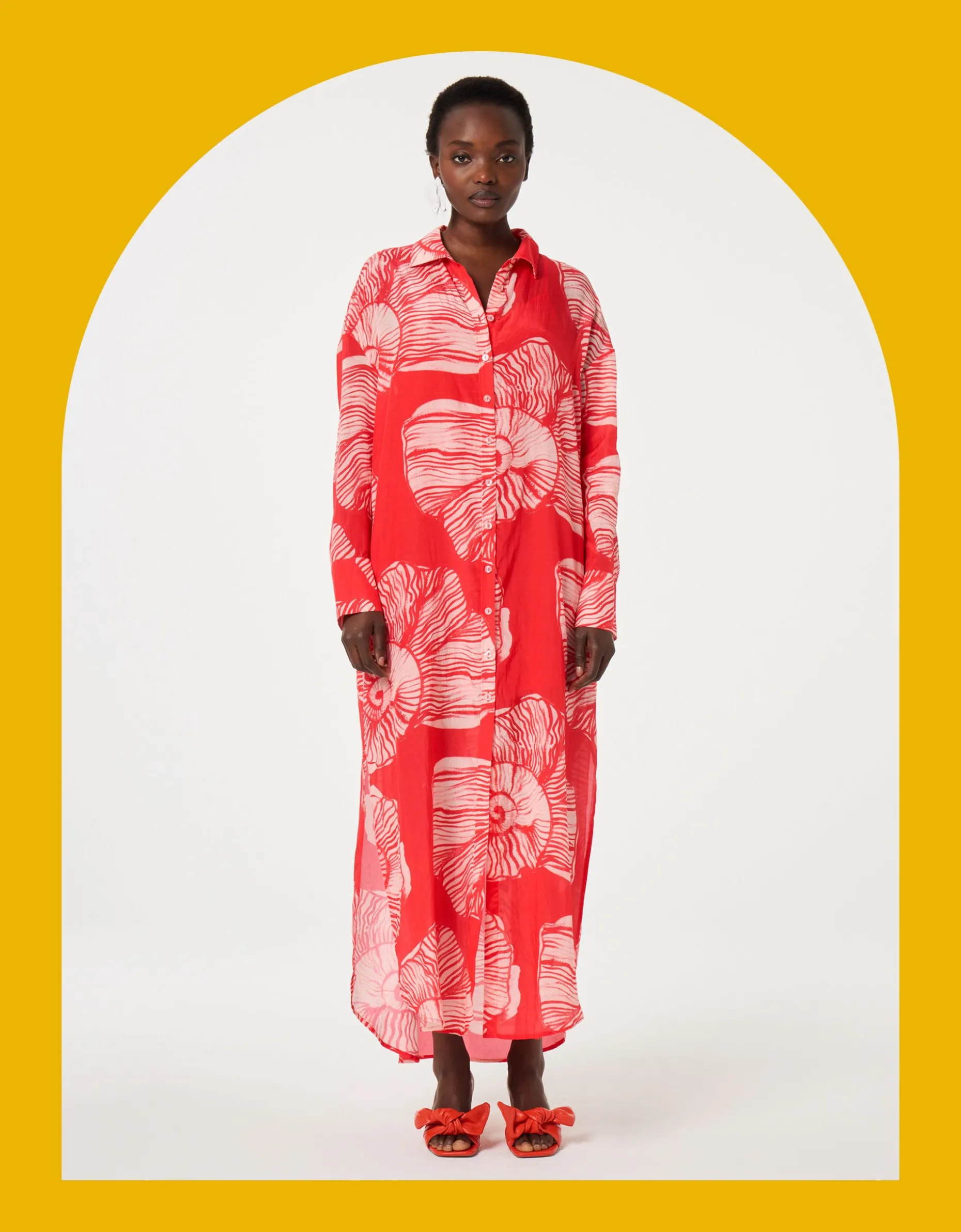 Fabienne Chapot Denis Shell Print Shirt Dress Red