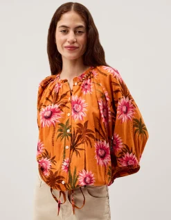 Fallon Floral Print Blouse Orange
